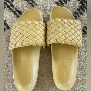 Loeffler Randall Slides woven butter yellow leather